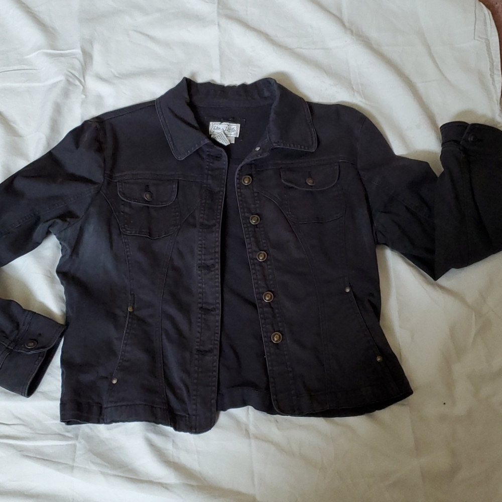 Black demin fitted stretch jacket